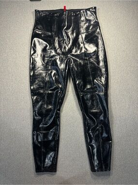 SPANX High-Waist Black Faux Leather Jeggings